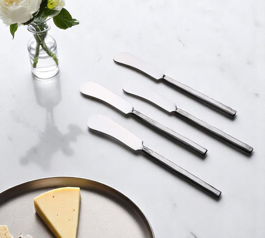 Hammered Silver Stainless Steel Four Piece Hand Forged Butter Knife