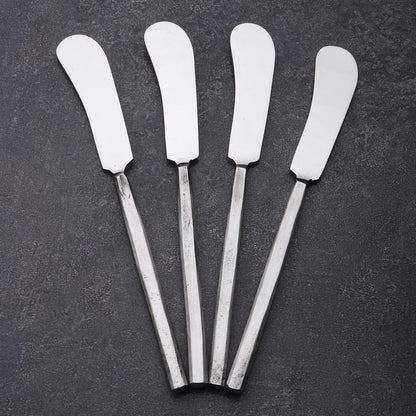 Hammered Silver Stainless Steel Four Piece Hand Forged Butter Knife
