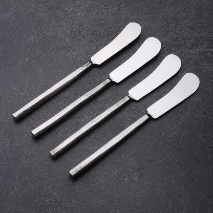 Hammered Silver Stainless Steel Four Piece Hand Forged Butter Knife
