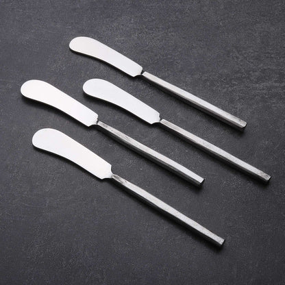 Hammered Silver Stainless Steel Four Piece Hand Forged Butter Knife