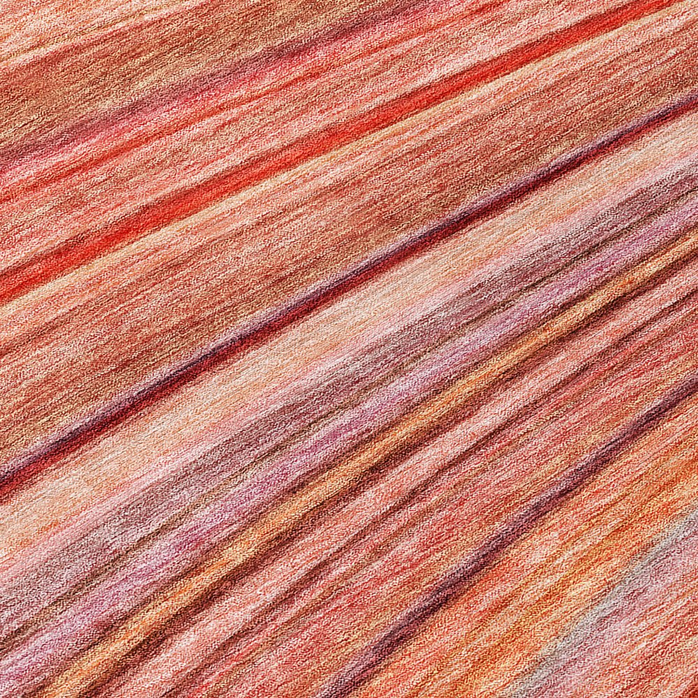 9' X 12' Terra Cotta Salmon And Orange Striped Washable Indoor Outdoor Area Rug