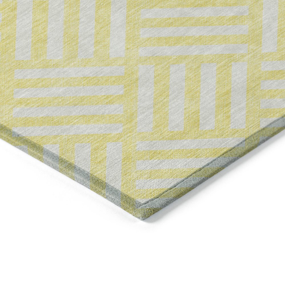 9' X 12' Yellow And Ivory Geometric Washable Indoor Outdoor Area Rug