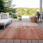 9' X 12' Terra Cotta Copper And Ivory Nautical Washable Indoor Outdoor Area Rug