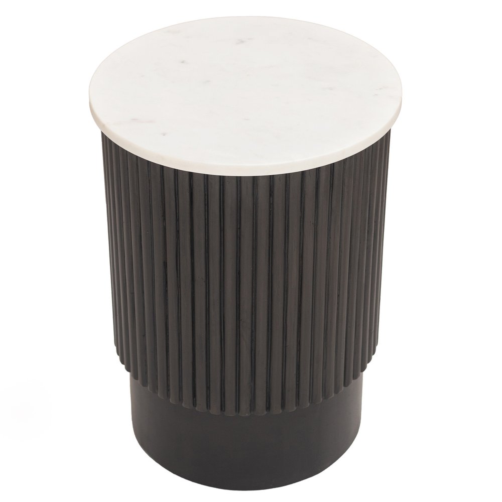 25" Black And White Solid Wood End Table