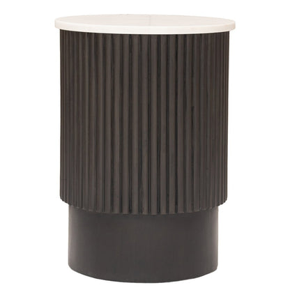25" Black And White Solid Wood End Table