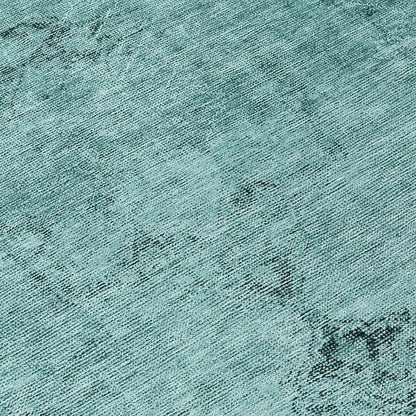 9' X 12' Teal Blue Turquoise And Charcoal Oriental Washable Indoor Outdoor Area Rug