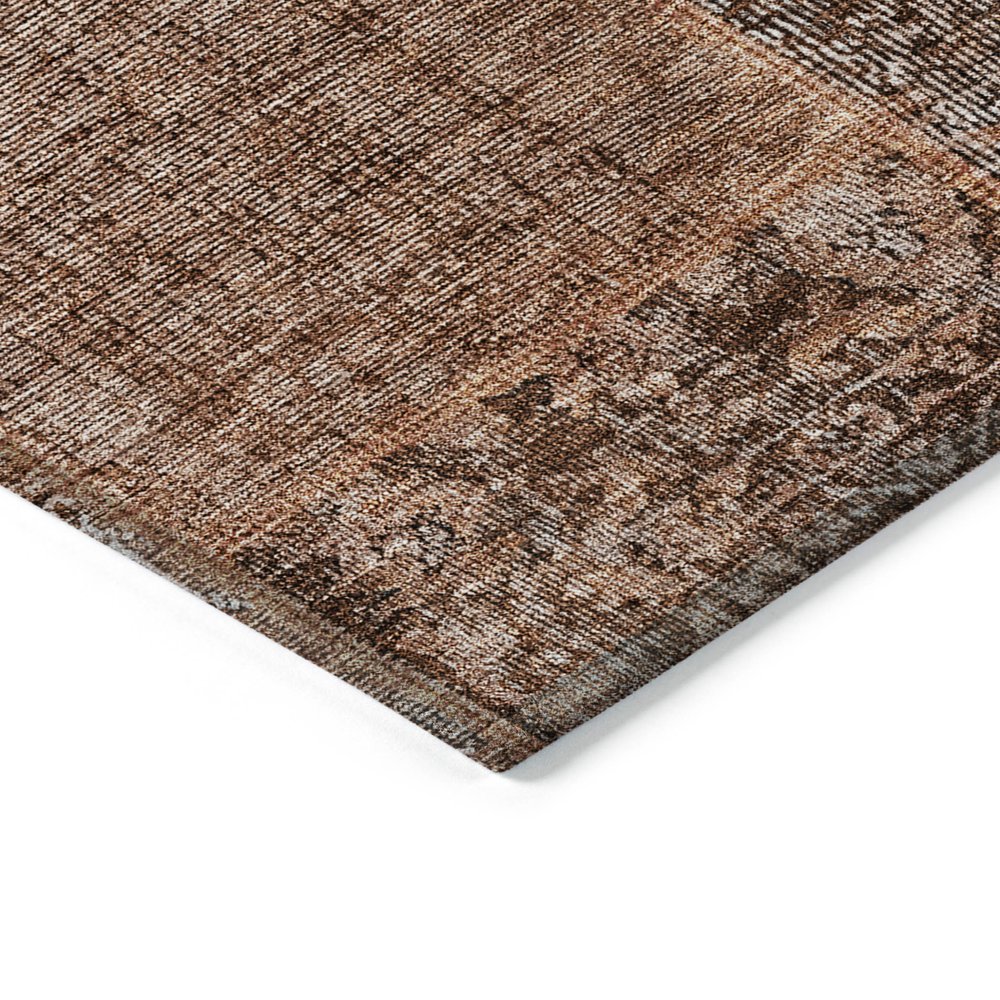 9' X 12' Terra Cotta Copper And Charcoal Patchwork Washable Indoor Outdoor Area Rug