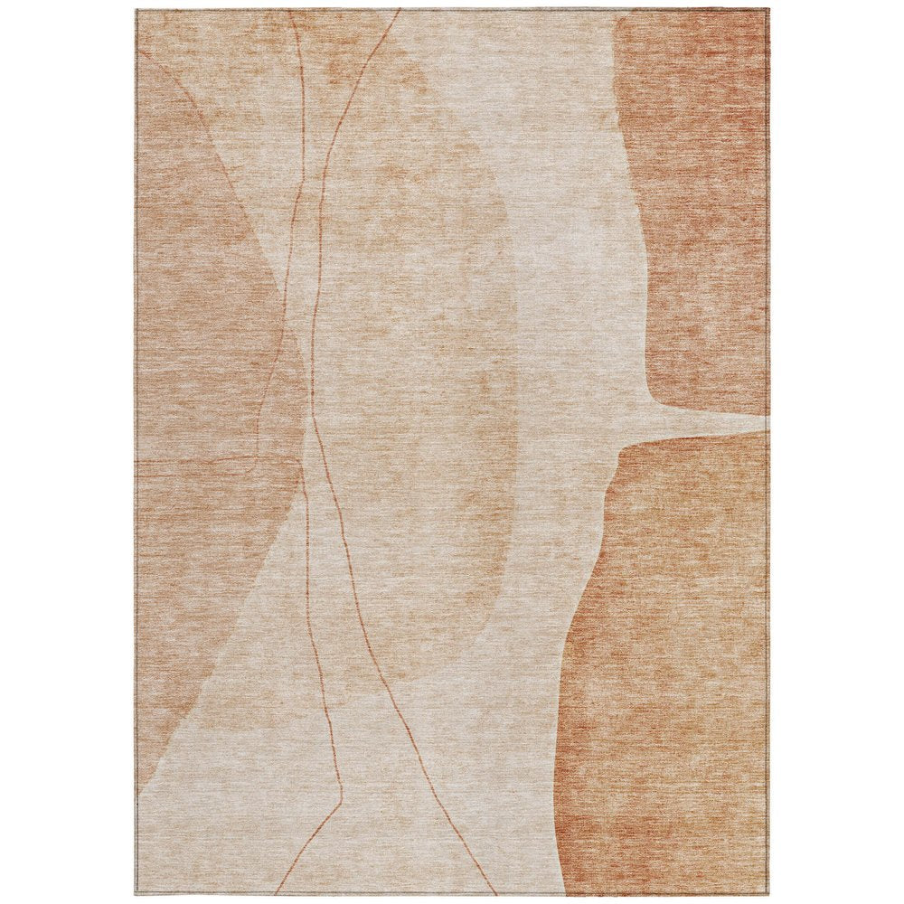 9' X 12' Terra Cotta Orange And Copper Abstract Washable Indoor Outdoor Area Rug