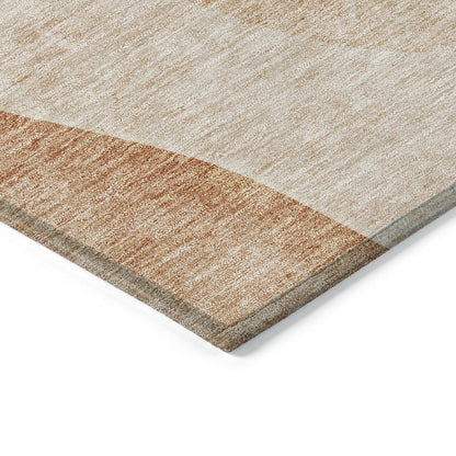 9' X 12' Terra Cotta Orange And Copper Abstract Washable Indoor Outdoor Area Rug