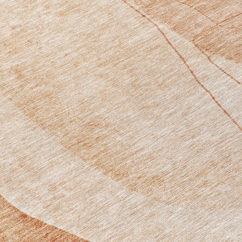 9' X 12' Terra Cotta Orange And Copper Abstract Washable Indoor Outdoor Area Rug