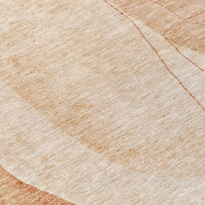 9' X 12' Terra Cotta Orange And Copper Abstract Washable Indoor Outdoor Area Rug