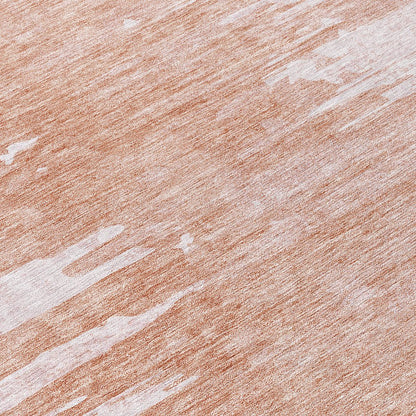 9' X 12' Terra Cotta Salmon And Copper Abstract Washable Indoor Outdoor Area Rug