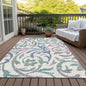 9' X 12' White Purple And Sage Floral Washable Indoor Outdoor Area Rug