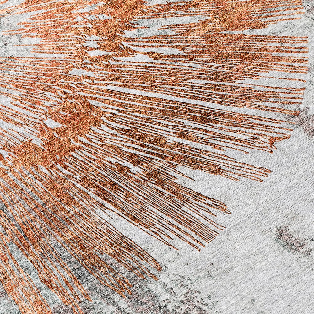 9' X 12' Terra Cotta Copper And Taupe Abstract Washable Indoor Outdoor Area Rug
