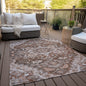 9' X 12' Terra Cotta Brown And Copper Oriental Washable Indoor Outdoor Area Rug
