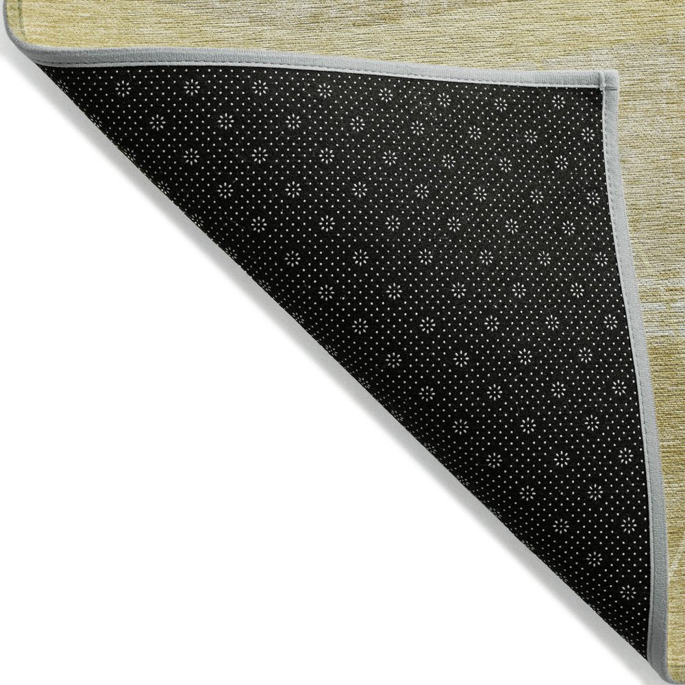 9' X 12' Wheat Gold And Ivory Abstract Washable Indoor Outdoor Area Rug