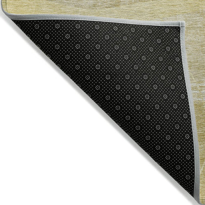 9' X 12' Wheat Gold And Ivory Abstract Washable Indoor Outdoor Area Rug