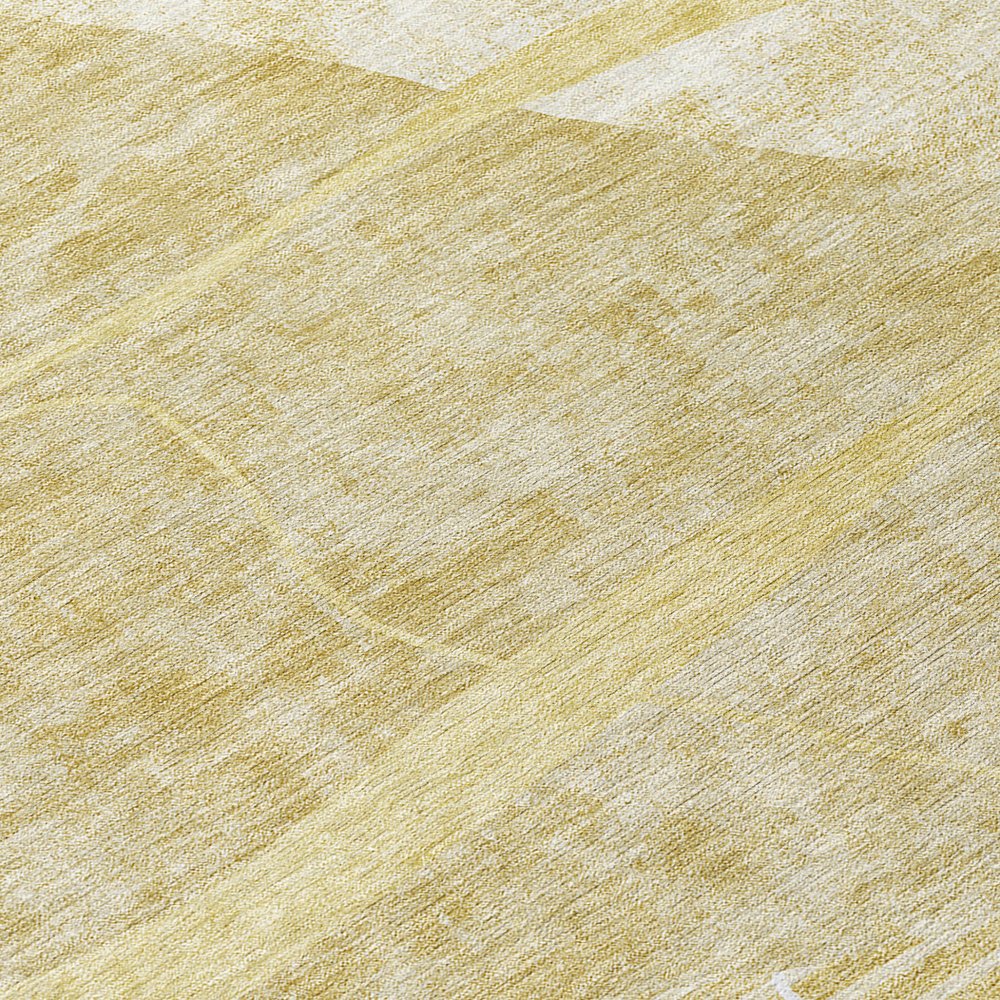 9' X 12' Wheat Gold And Ivory Abstract Washable Indoor Outdoor Area Rug