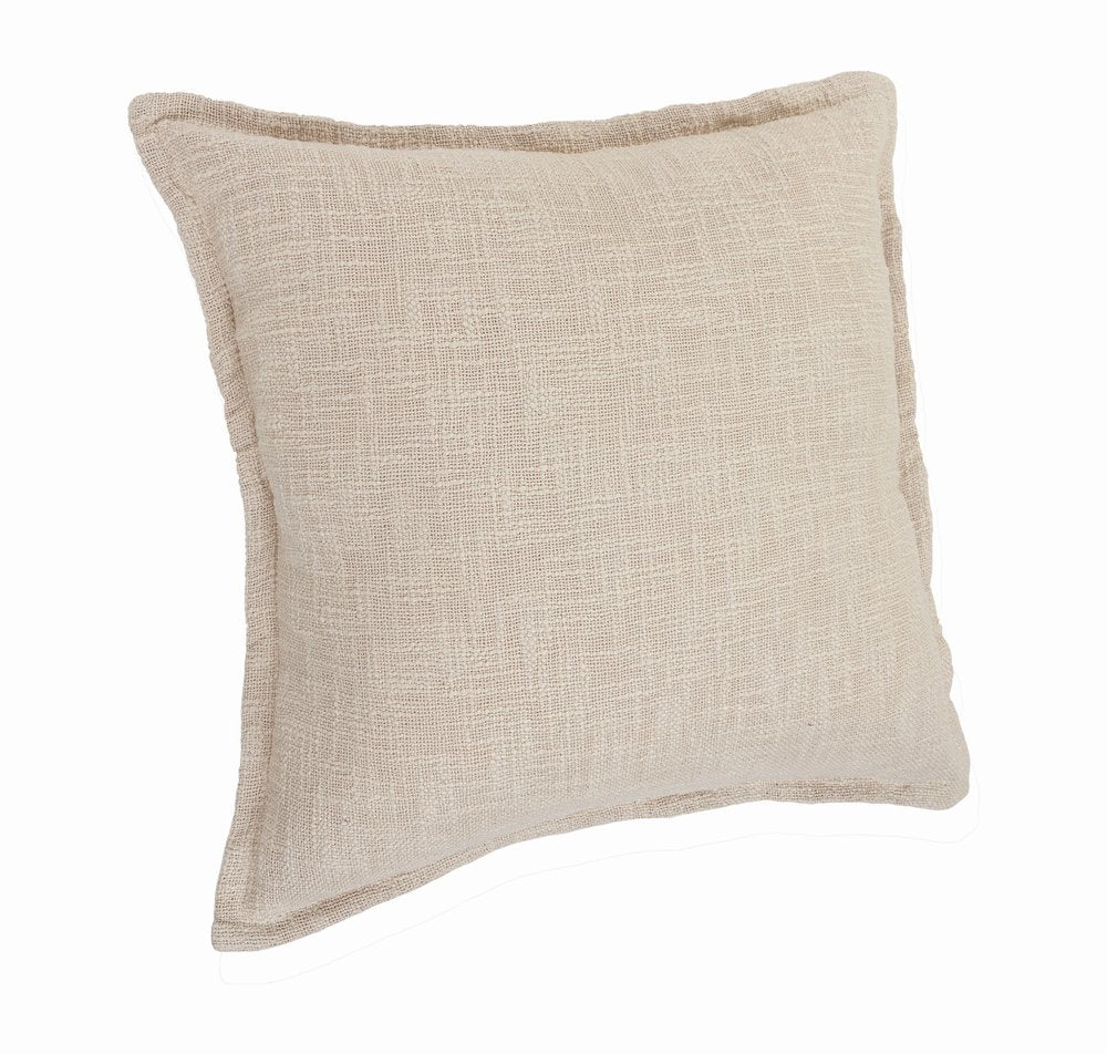 Set of Two 20" Beige Cotton Throw Pillows
