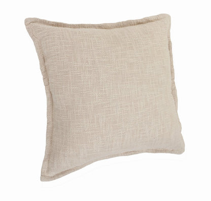 Set of Two 20" Beige Cotton Throw Pillows