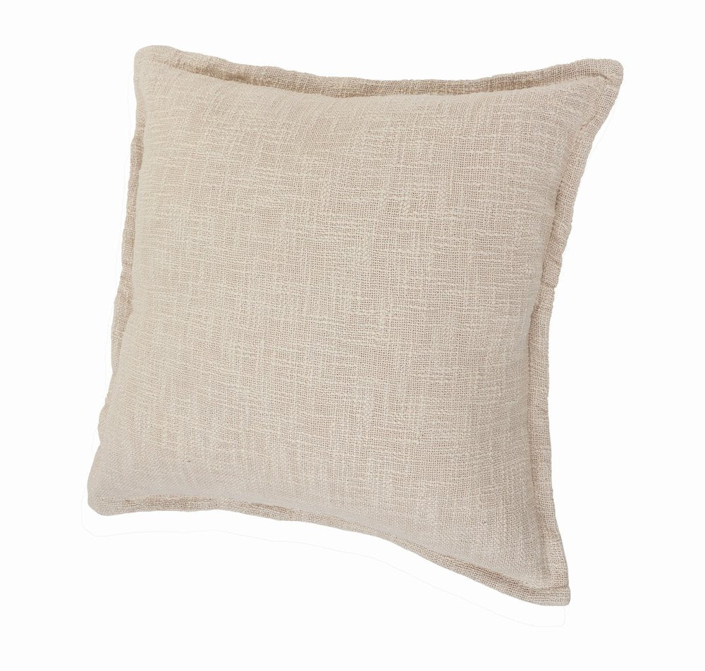 Set of Two 20" Beige Cotton Throw Pillows