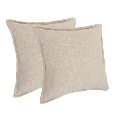 Set of Two 20" Beige Cotton Throw Pillows