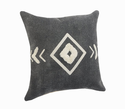 Set of Two 20" Black And White Geometric Cotton Throw Pillows with Texture