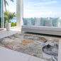 9' X 12' Terra Cotta Copper And Beige Floral Washable Indoor Outdoor Area Rug