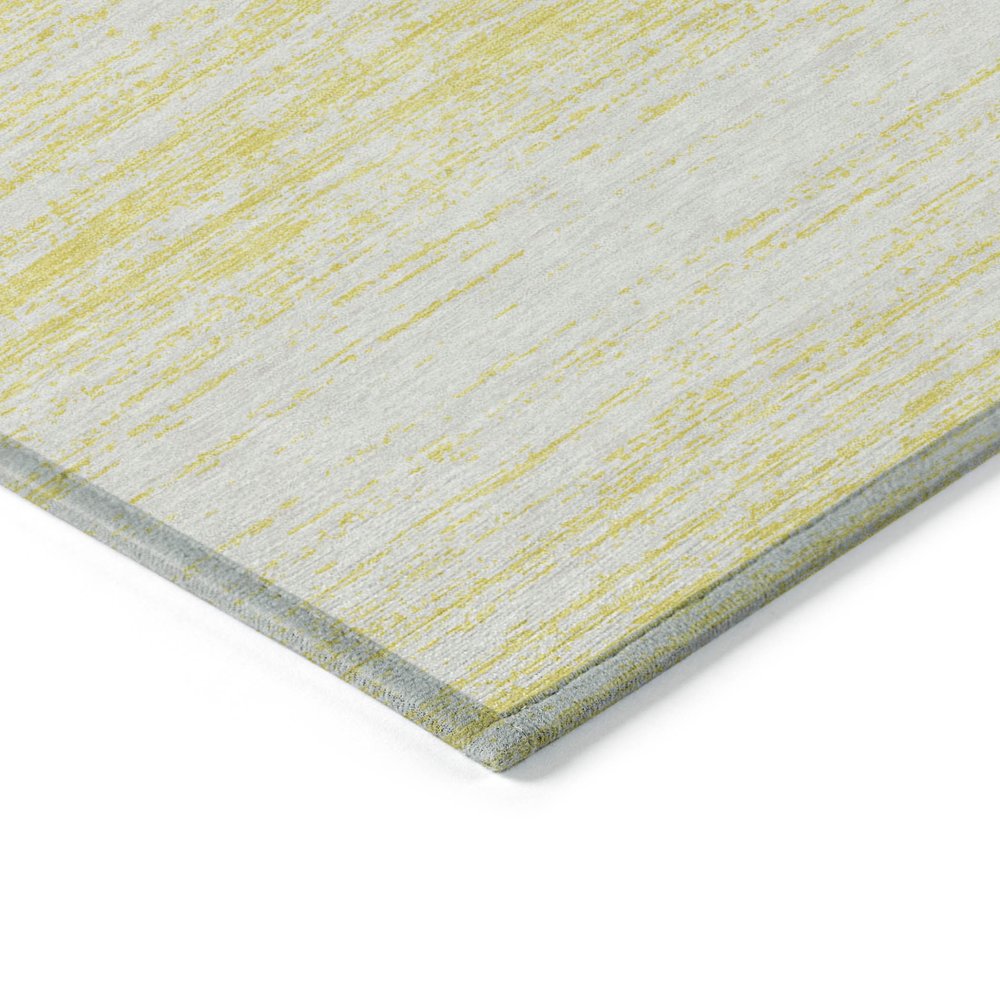 9' X 12' Yellow And Ivory Striped Washable Indoor Outdoor Area Rug