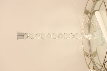 14" Clear And Silver Geo Stacks Crystal Tabletop Taper Candlestick