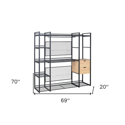 69" Black Metal Closet System