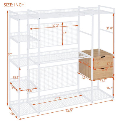 69" White Metal Closet System