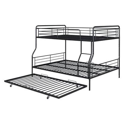 Litera contemporánea de metal color negro tamaño full XL sobre queen con cama nido