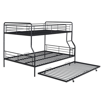 Litera contemporánea de metal color negro tamaño full XL sobre queen con cama nido