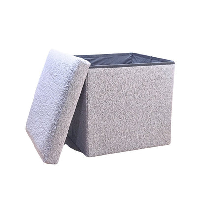 15" Black Boucle Cube Storage Ottoman