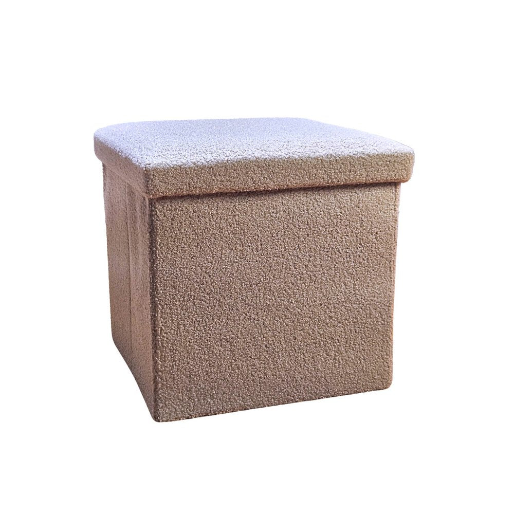 15" Black Boucle Cube Storage Ottoman