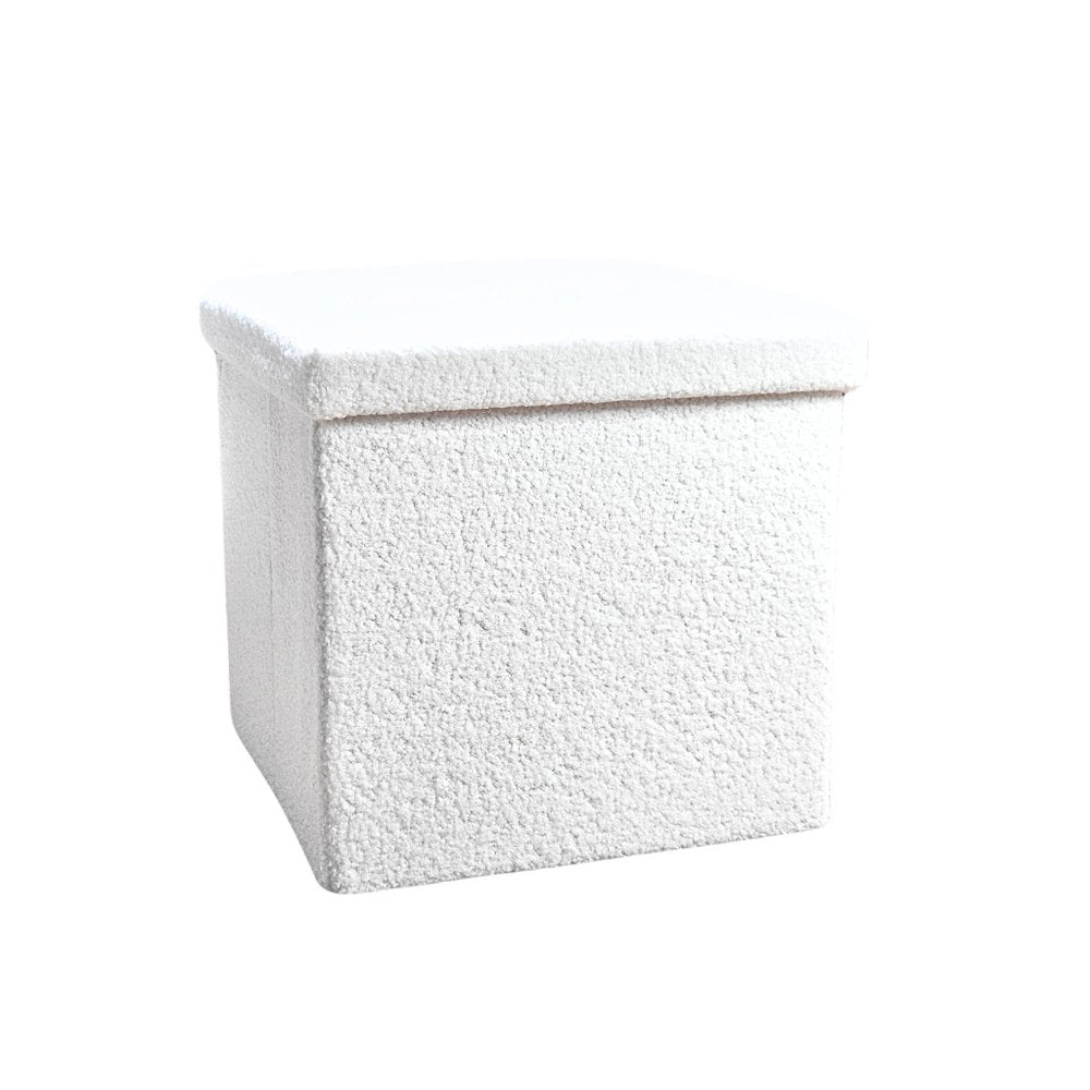 15" Black Boucle Cube Storage Ottoman