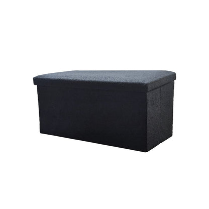 30" Black Boucle Storage Ottoman