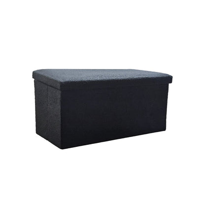 30" Black Boucle Storage Ottoman