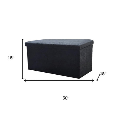 30" Black Boucle Storage Ottoman