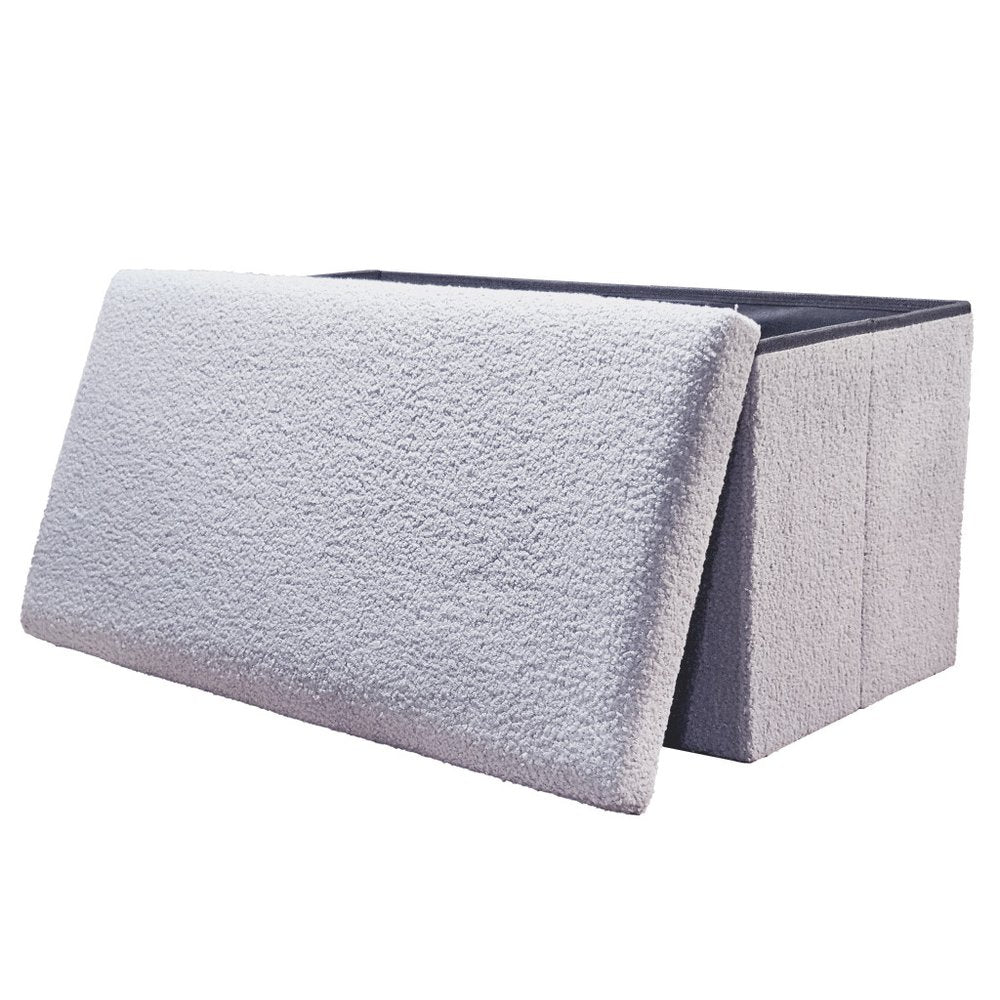 30" Black Boucle Storage Ottoman