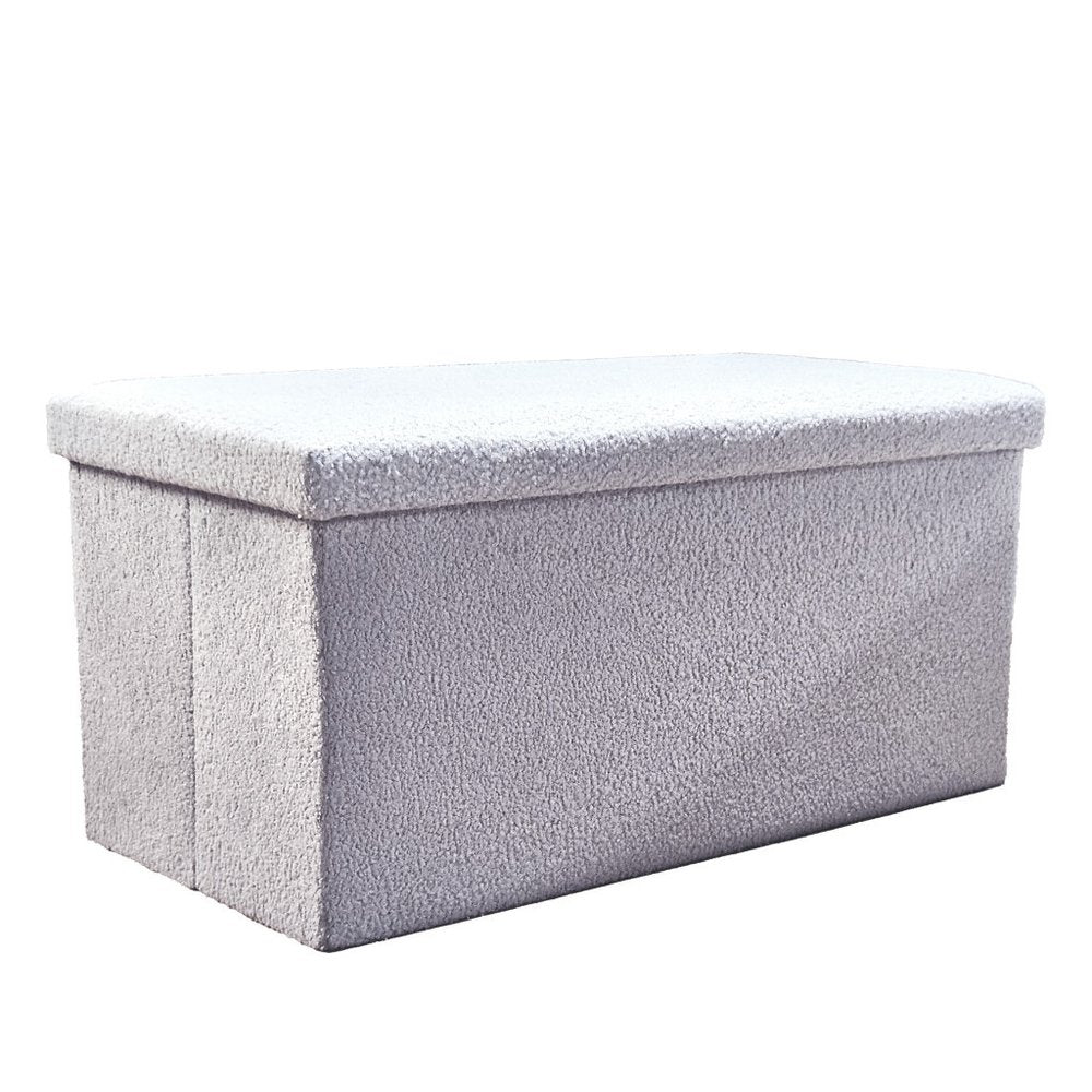 30" Black Boucle Storage Ottoman