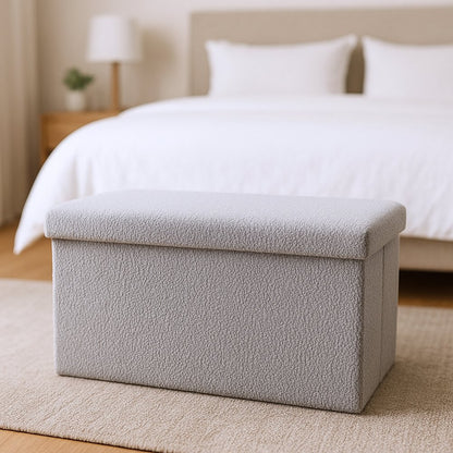 30" Black Boucle Storage Ottoman