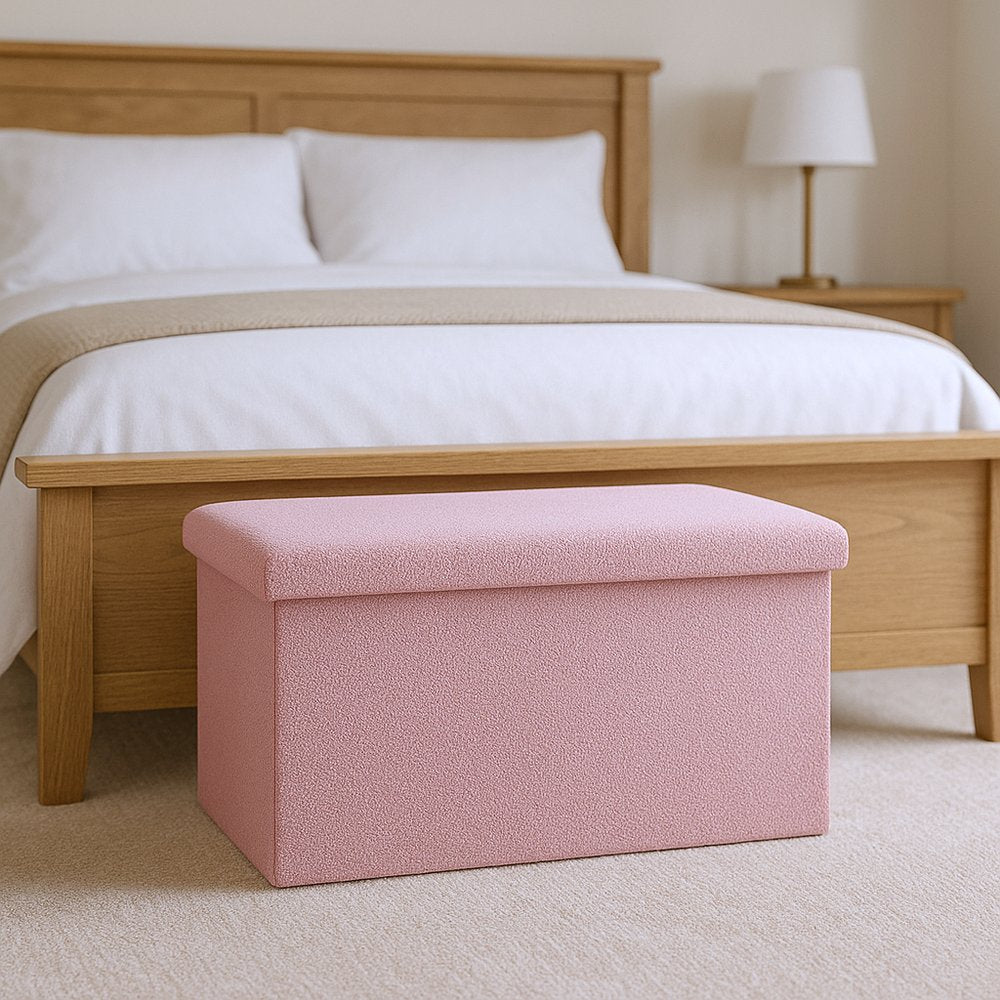 30" Black Boucle Storage Ottoman