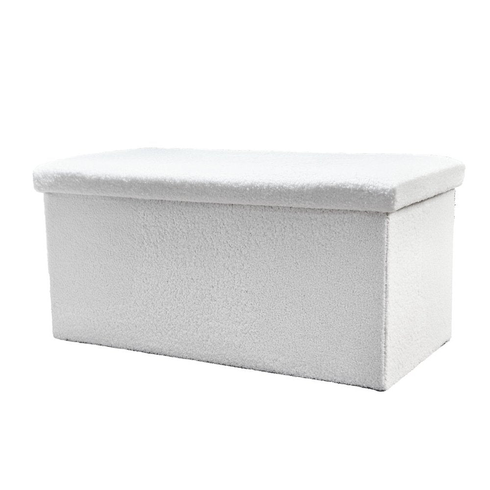 30" Black Boucle Storage Ottoman