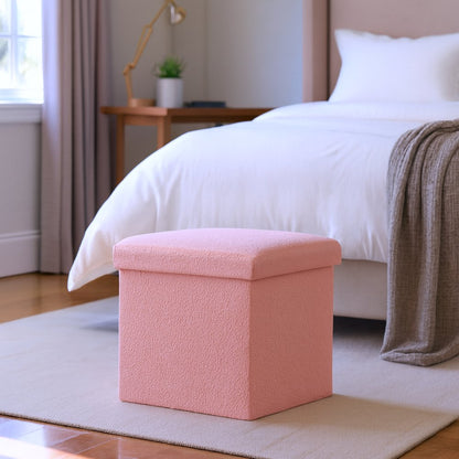 12" Black Boucle Cube Storage Ottoman