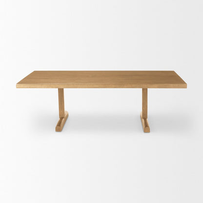 55" Natural Solid Wood Double Pedestal Coffee Table