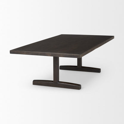 55" Dark Brown Solid Wood Double Pedestal Coffee Table