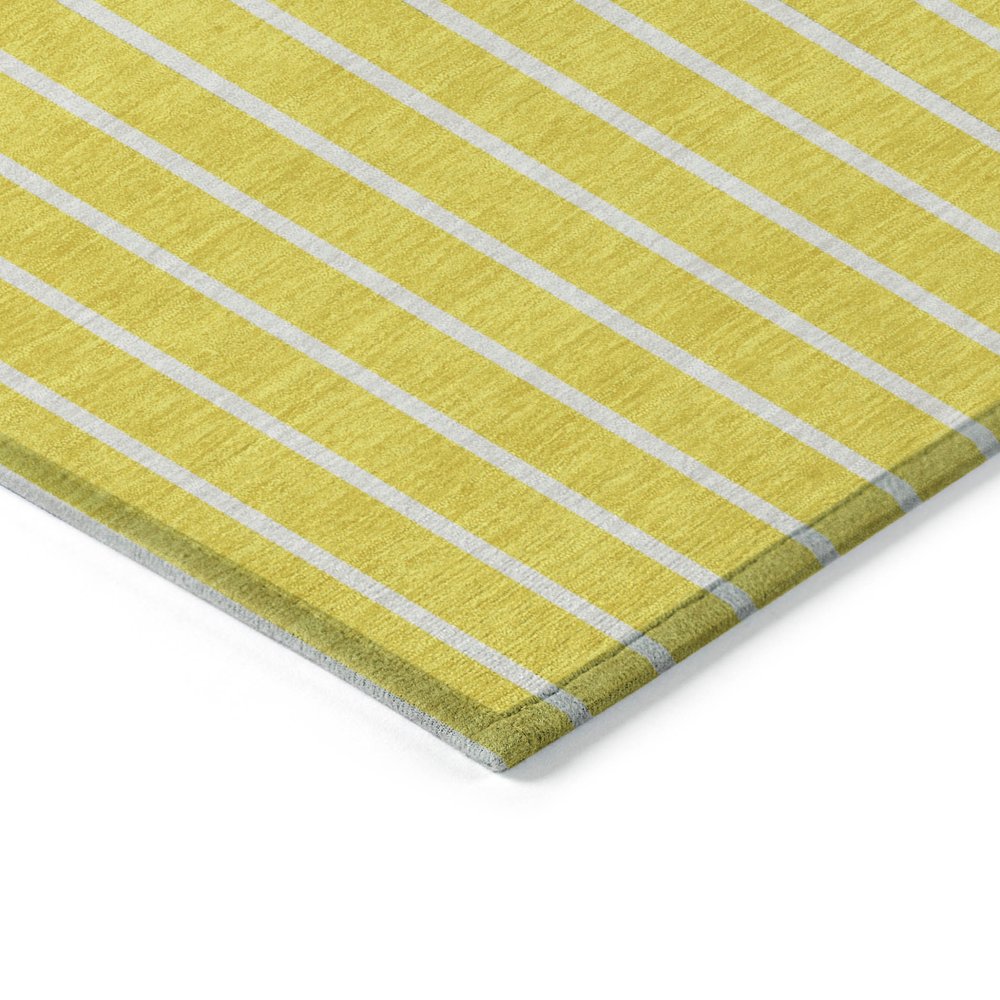 9' X 12' Yellow And Blue Striped Washable Indoor Outdoor Area Rug