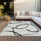 9' X 12' White And Black Abstract Washable Indoor Outdoor Area Rug